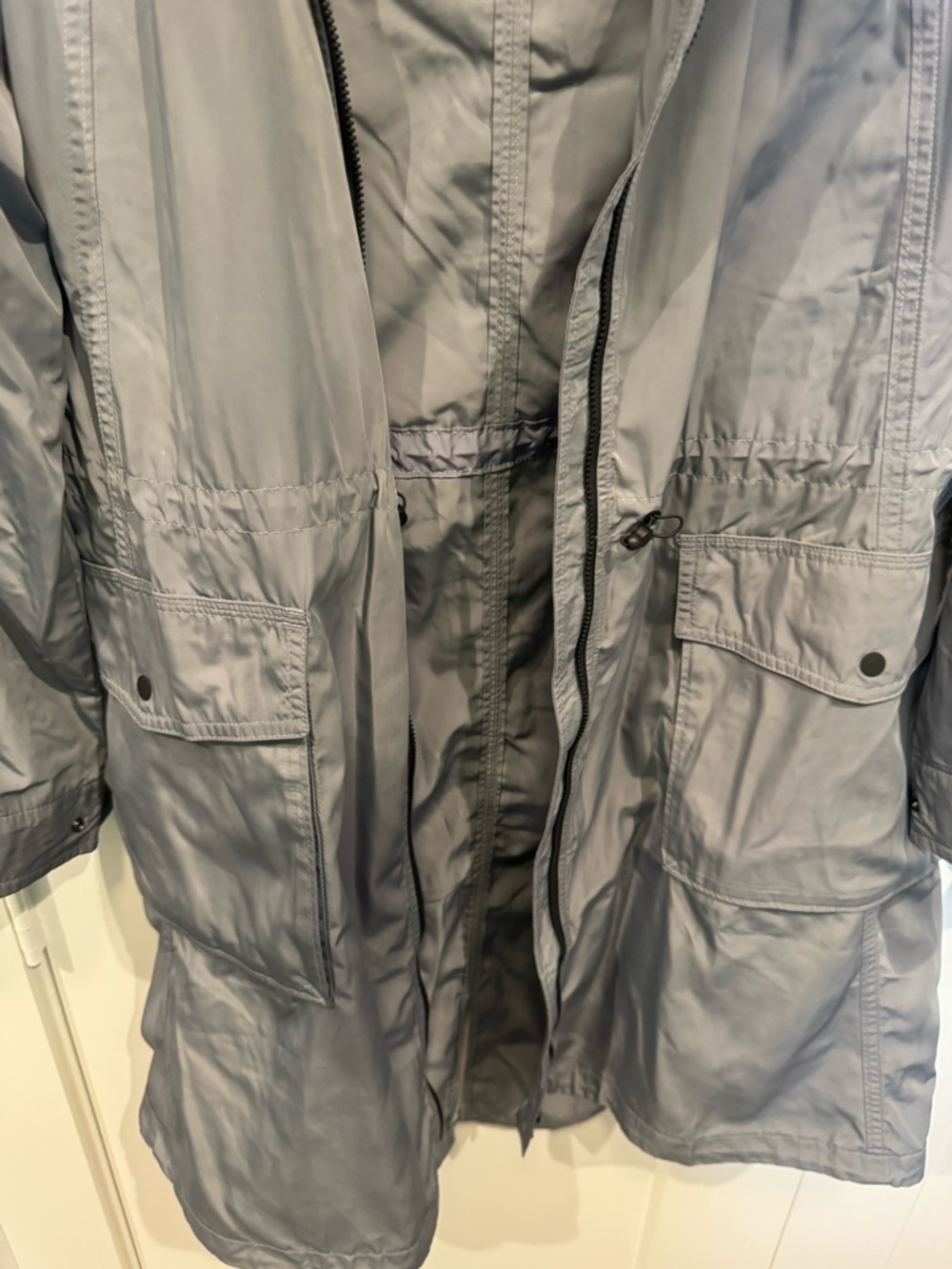 Athleta Light Gray Windbreaker Jacket with Hood - Picture 4 of 5